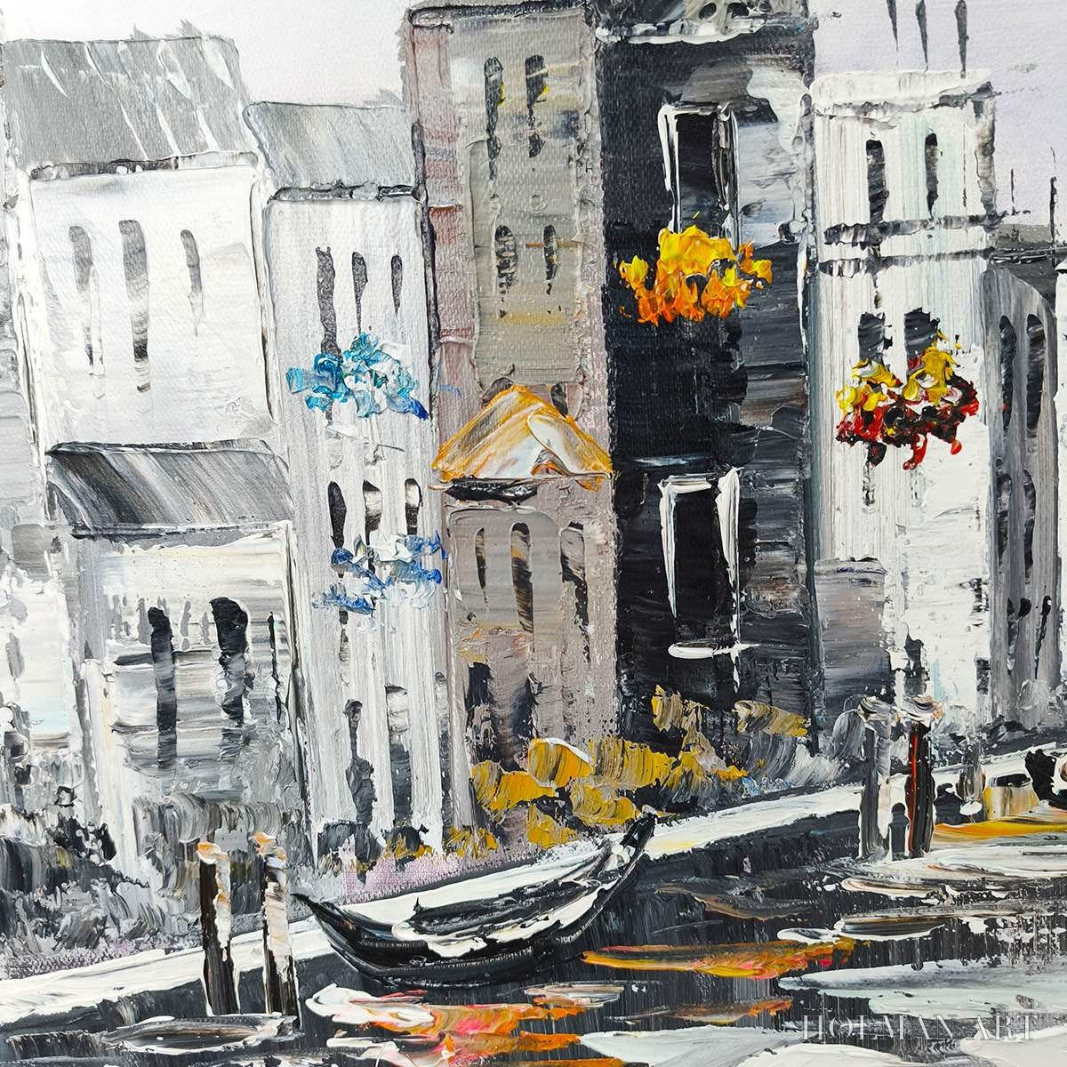 HOLMAN ART Ready to Ship | Parisian Autumn Stroll | 20''X40'' | 50x100cm | Gold Frame - image 5