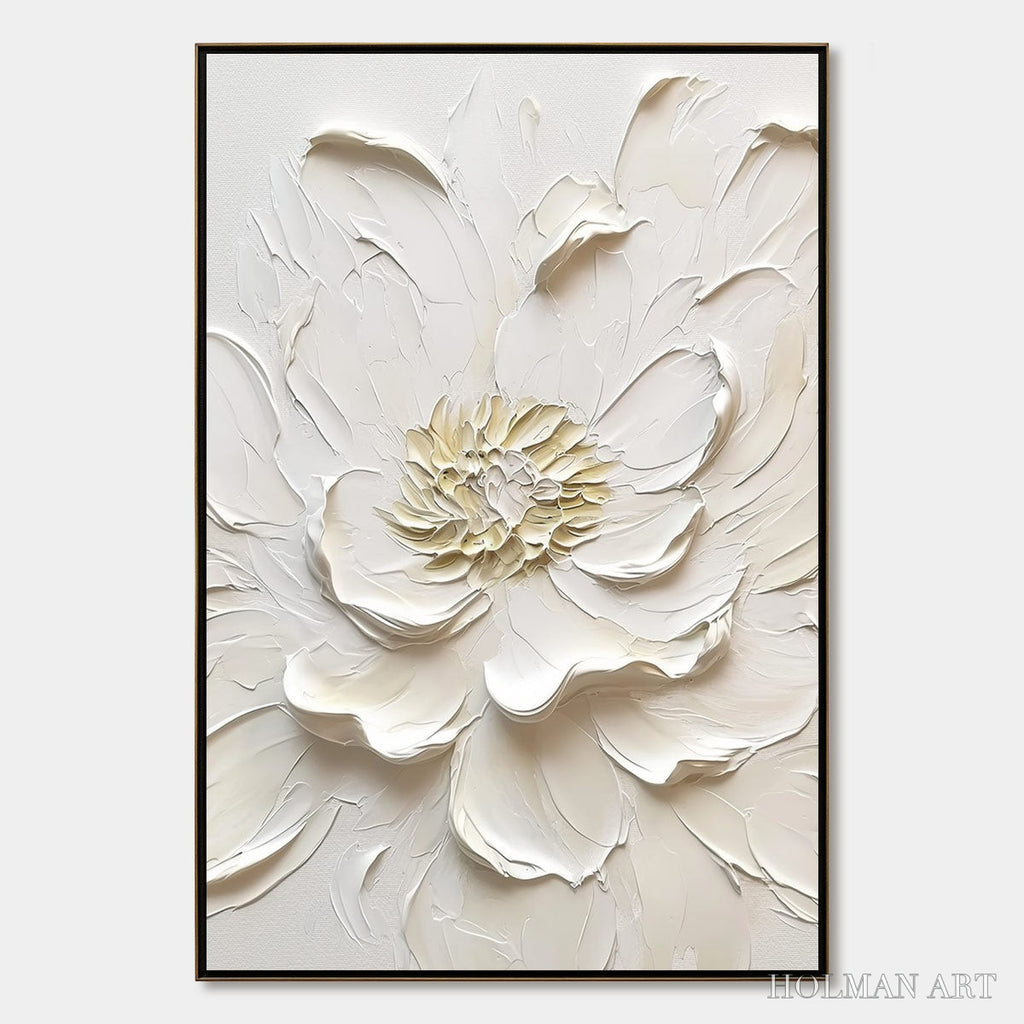 HOLMAN ART Alabaster Bloom – Textured Impasto Peony Flower Painting - image 1