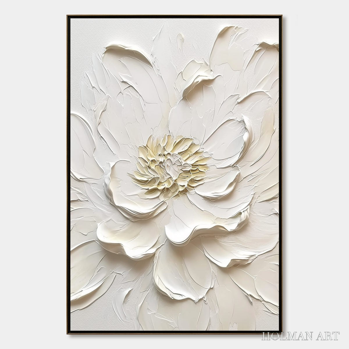 HOLMAN ART Alabaster Bloom – Textured Impasto Peony Flower Painting - image 1