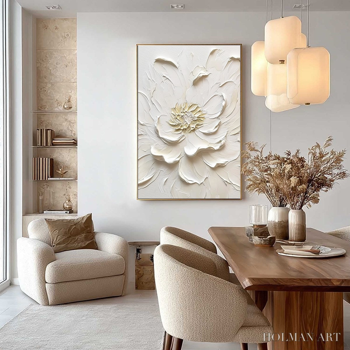 HOLMAN ART Alabaster Bloom – Textured Impasto Peony Flower Painting - image 2