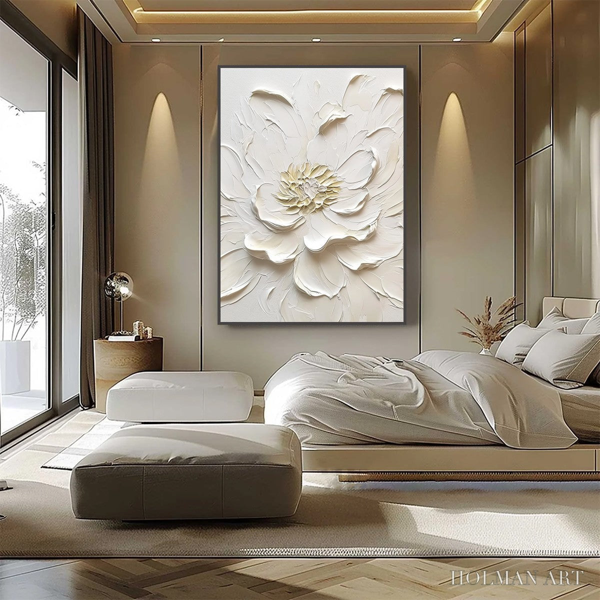 HOLMAN ART Alabaster Bloom – Textured Impasto Peony Flower Painting - image 3