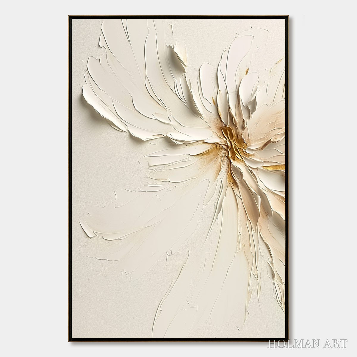 HOLMAN ART Golden Heart – Textured Impasto Abstract Floral Painting - image 1