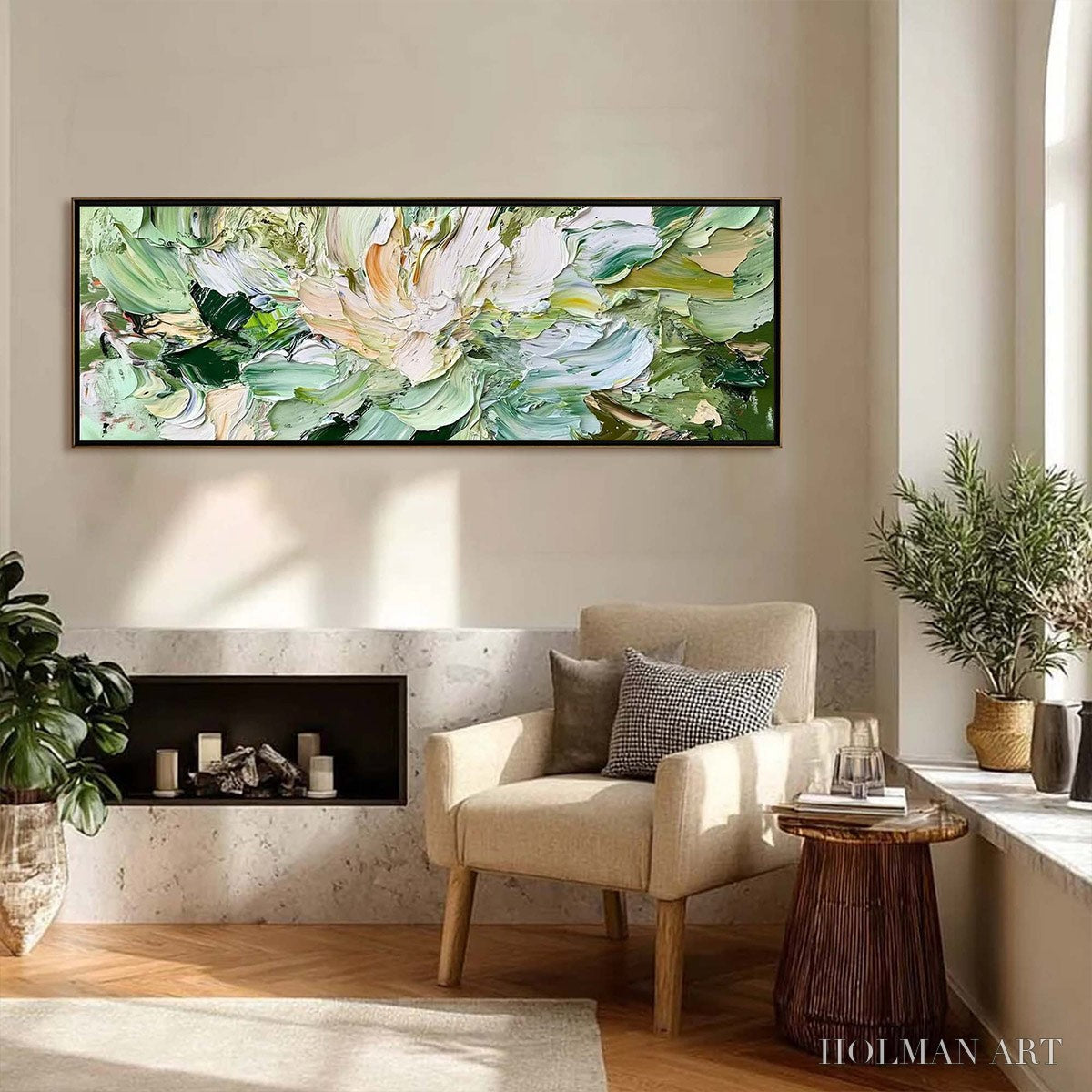 HOLMAN ART Verdant Bloom – Textured Abstract Floral Painting - image 4