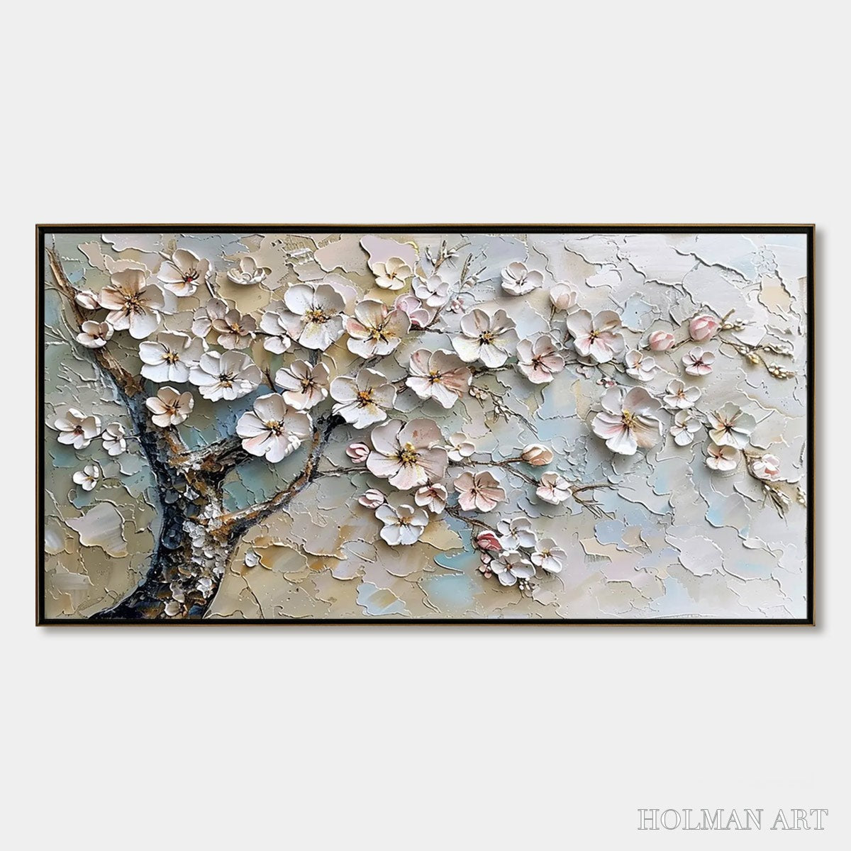 HOLMAN ART Blossom Serenade – Textured Impasto Cherry Blossom Painting - image 1