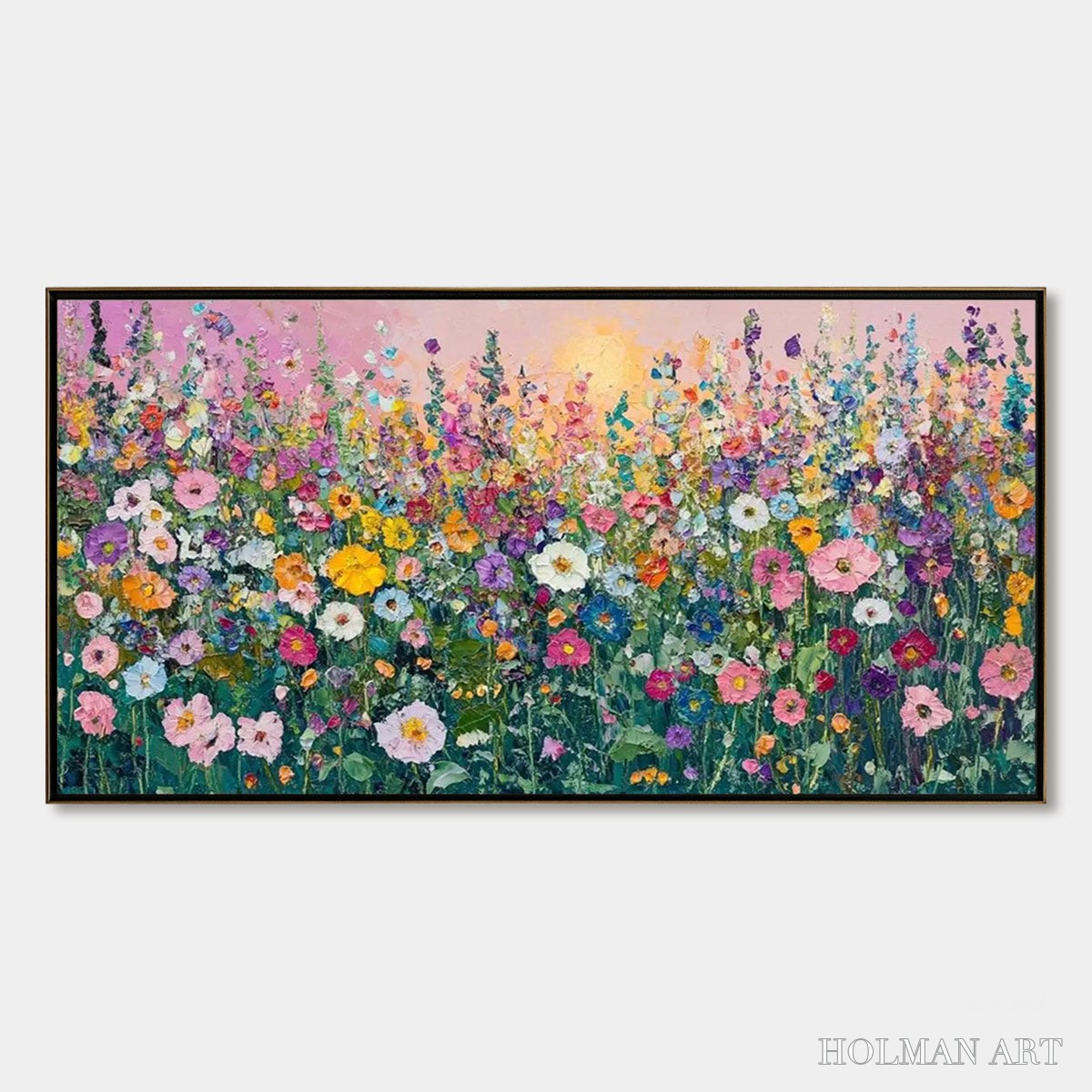 HOLMAN ART Sunlit Wildflower – Impasto Colorful Floral Field Painting - image 1