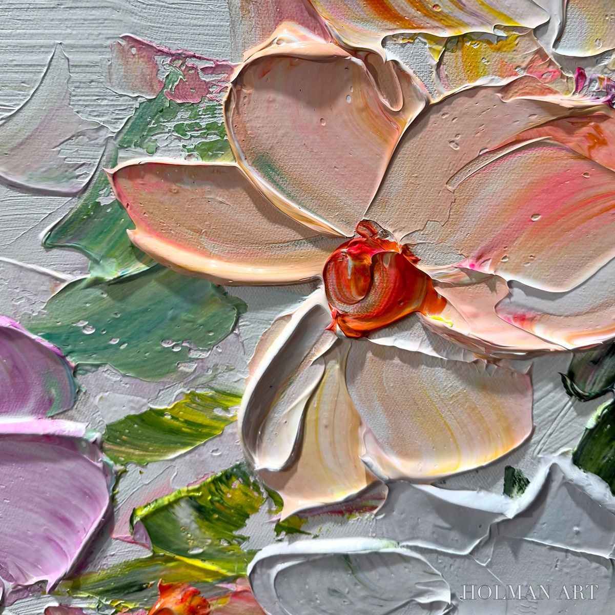 HOLMAN ART Petal Rain – Textured Impasto Floral Painting - image 3