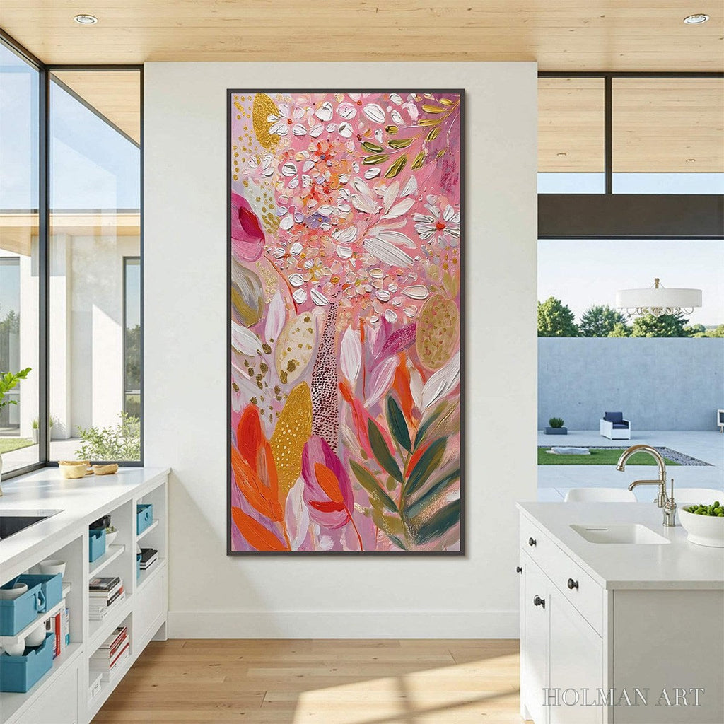 HOLMAN ART Blushing Bloom – Textured Floral Impasto Oil Painting - image 2