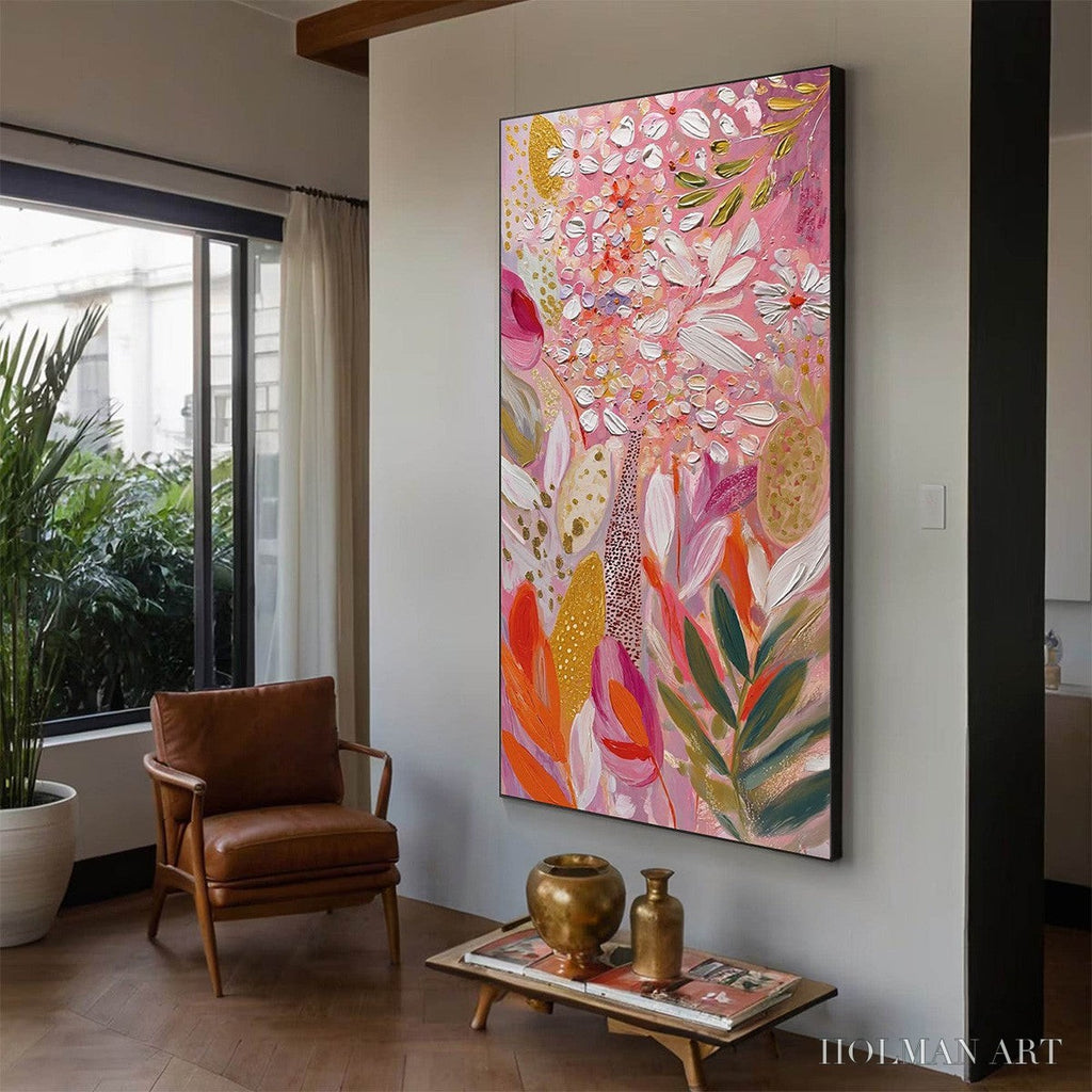 HOLMAN ART Blushing Bloom – Textured Floral Impasto Oil Painting - image 3