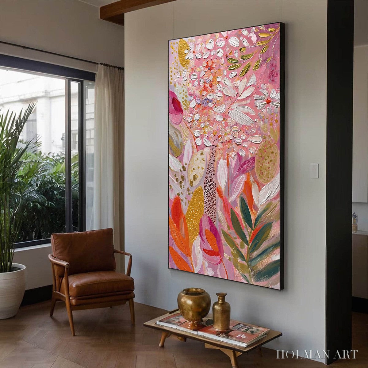 HOLMAN ART Blushing Bloom – Textured Floral Impasto Oil Painting - image 3