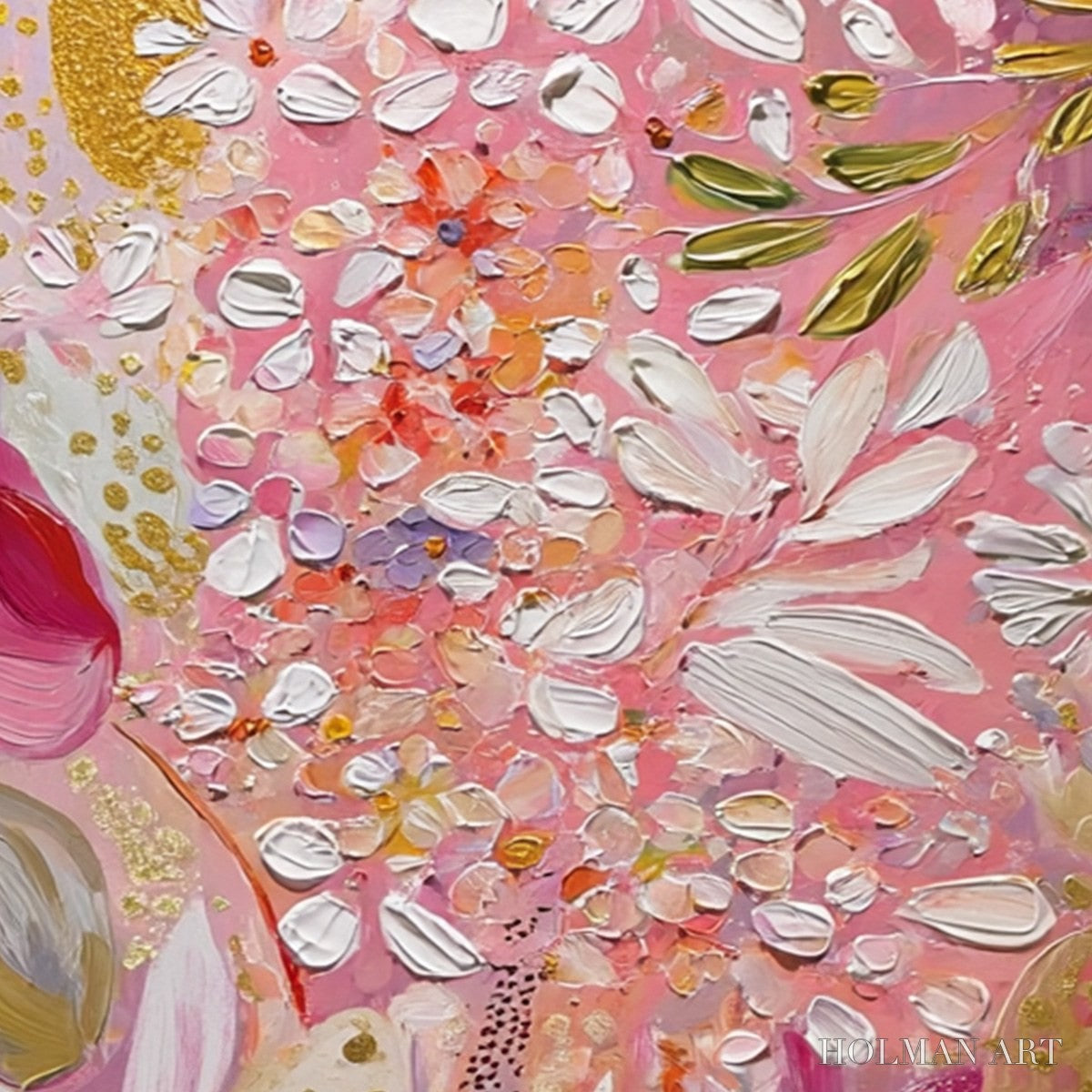 HOLMAN ART Blushing Bloom – Textured Floral Impasto Oil Painting - image 6