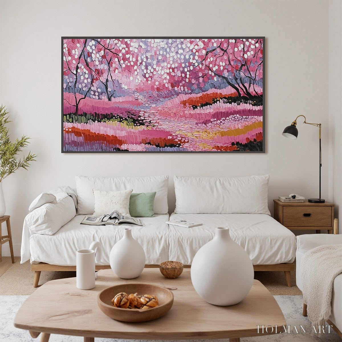 HOLMAN ART Cherry Blossom Path – Textured Impasto Landscape Oil Painting - image 4