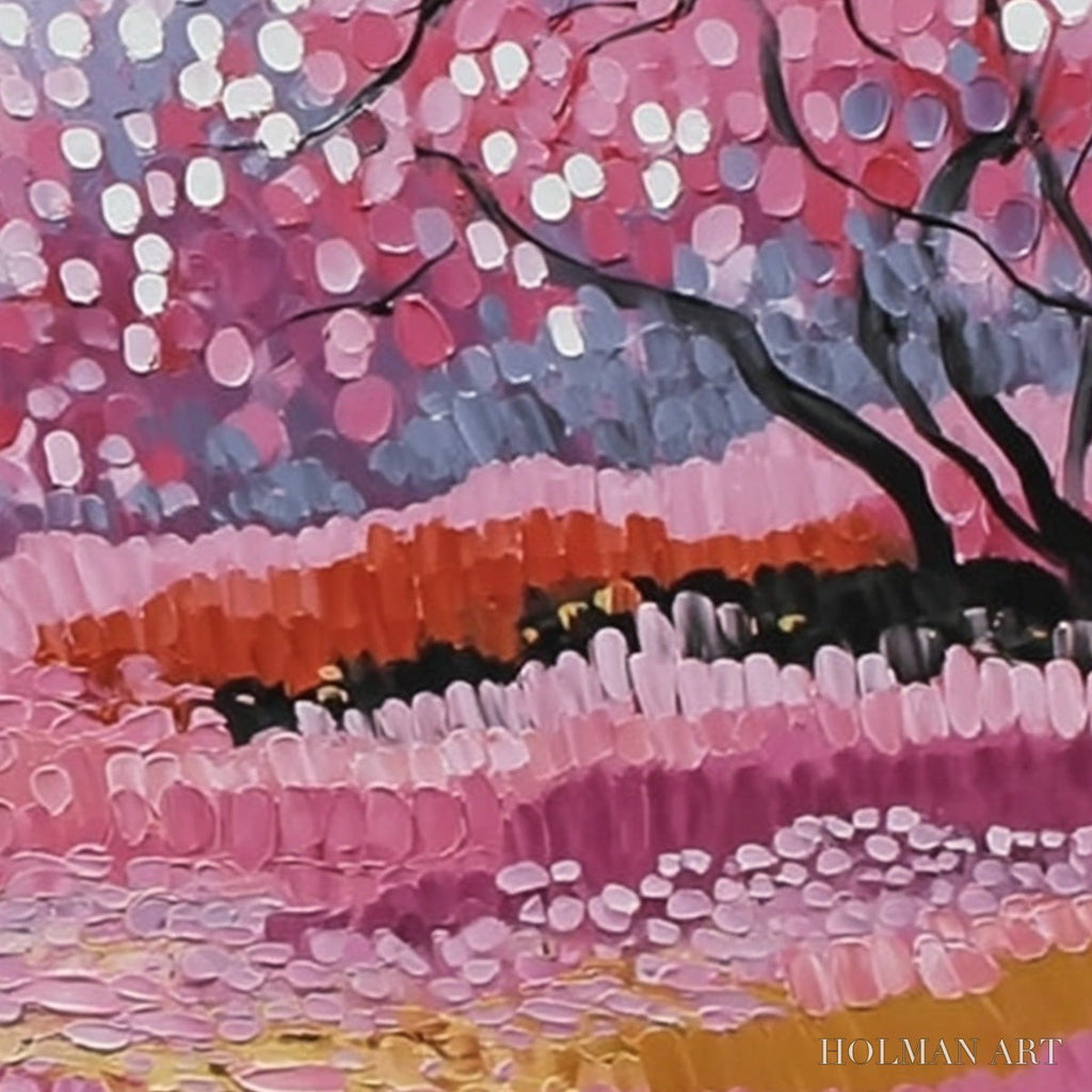 HOLMAN ART Cherry Blossom Path – Textured Impasto Landscape Oil Painting - image 6