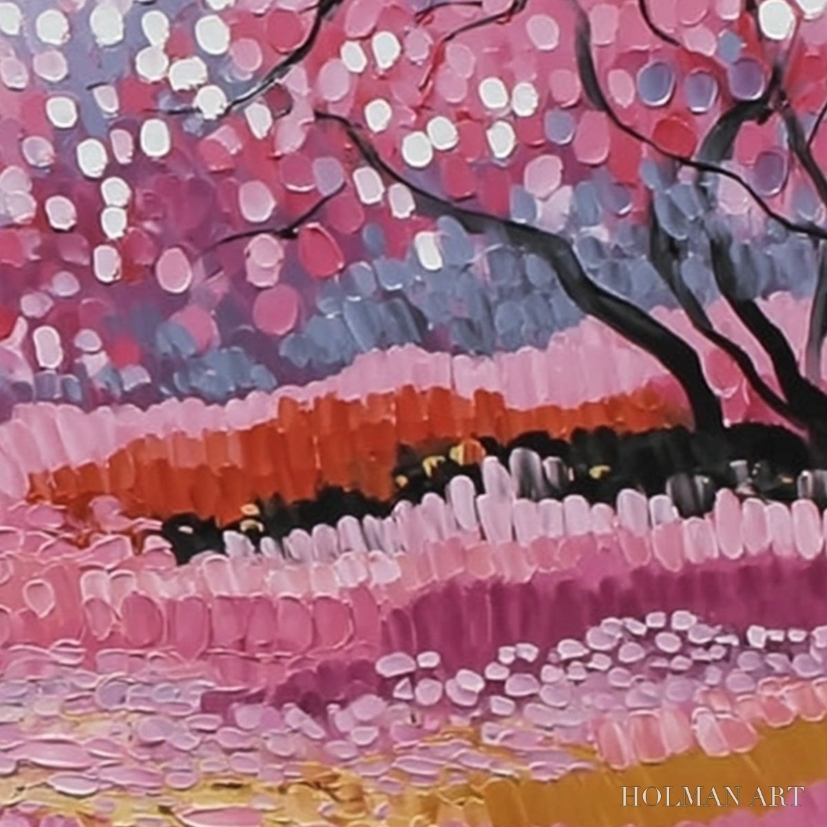 HOLMAN ART Cherry Blossom Path – Textured Impasto Landscape Oil Painting - image 6