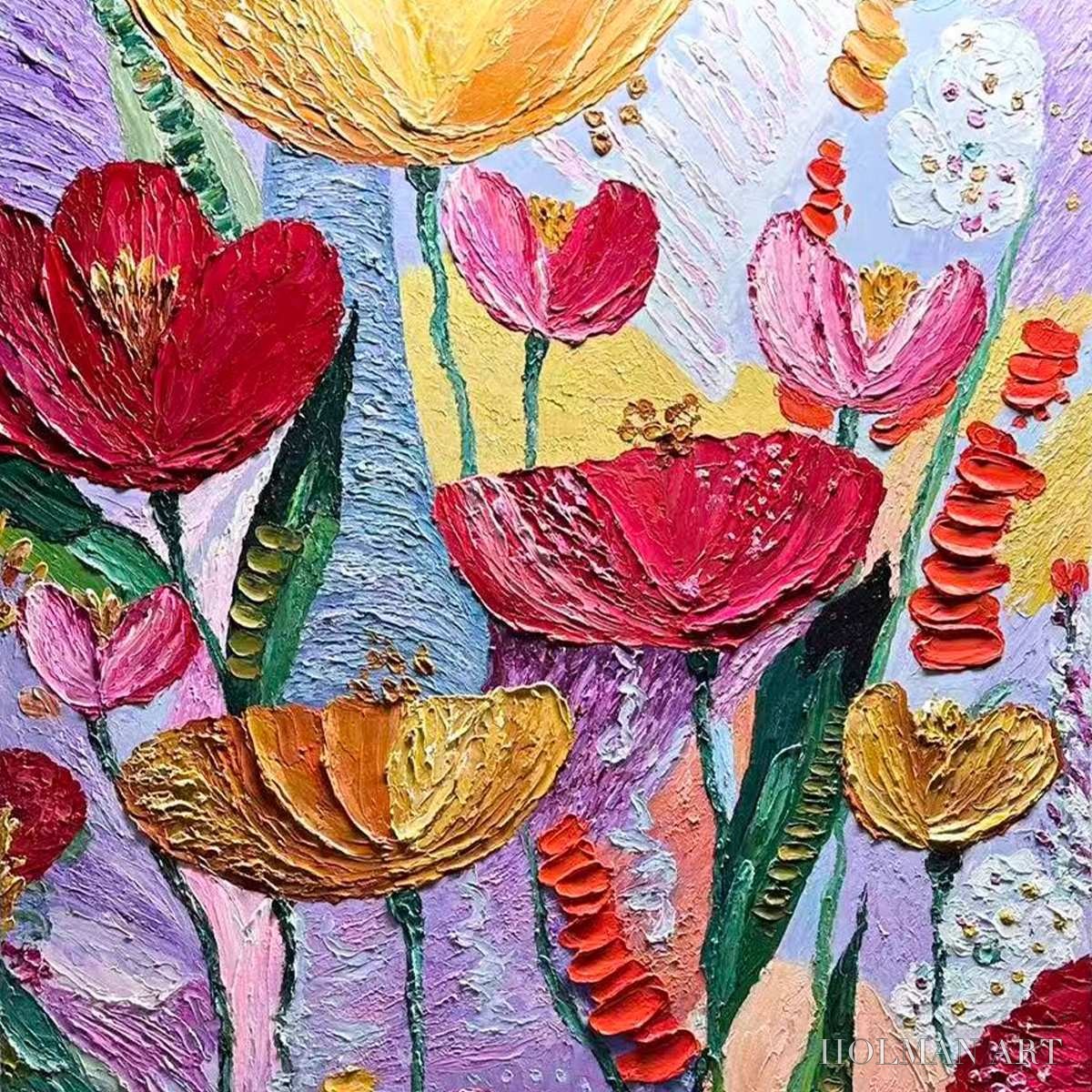 HOLMAN ART Garden Melody – Textured Impasto Floral Oil Painting - image 3