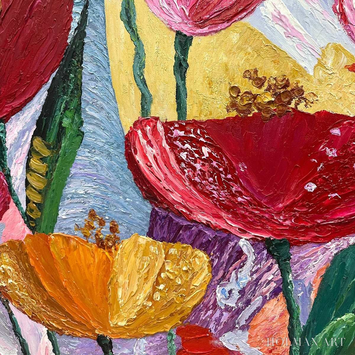 HOLMAN ART Garden Melody – Textured Impasto Floral Oil Painting - image 6