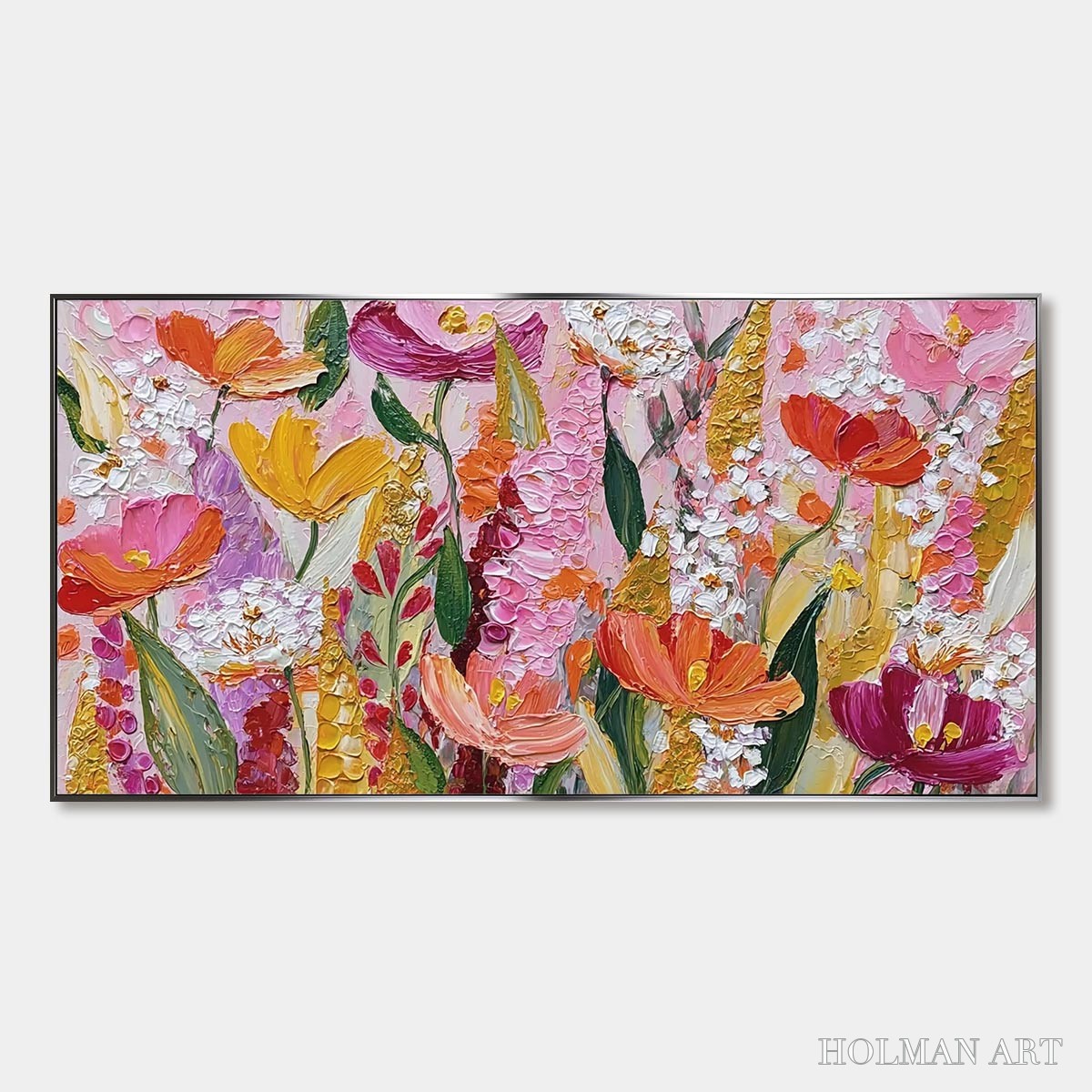HOLMAN ART Summer Garden Rhapsody – Textured Impasto Floral Oil Painting - image 1