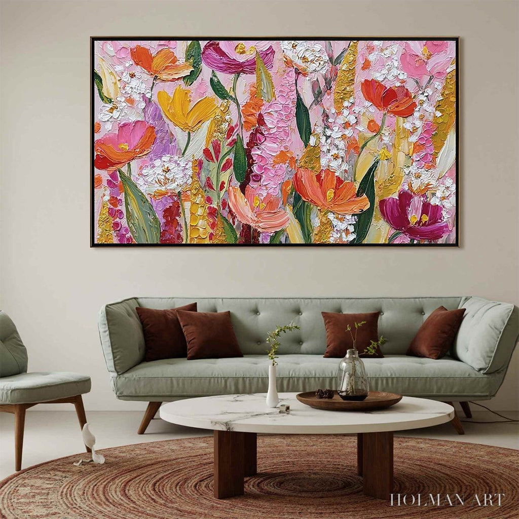 HOLMAN ART Summer Garden Rhapsody – Textured Impasto Floral Oil Painting - image 2