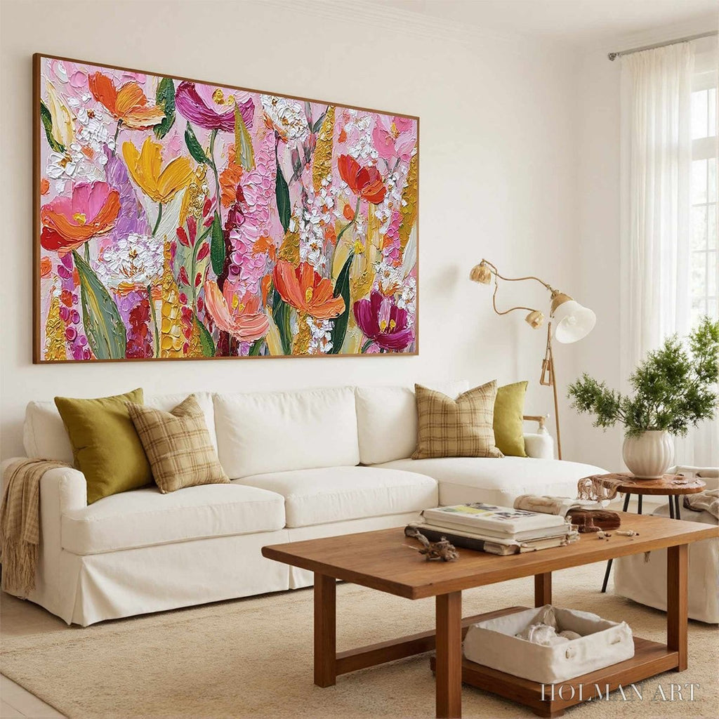 HOLMAN ART Summer Garden Rhapsody – Textured Impasto Floral Oil Painting - image 3
