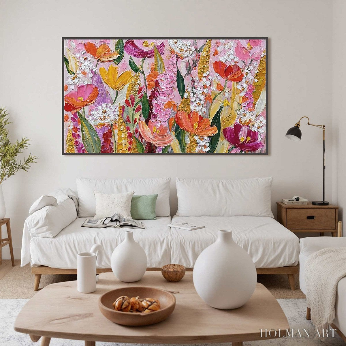 HOLMAN ART Summer Garden Rhapsody – Textured Impasto Floral Oil Painting - image 4