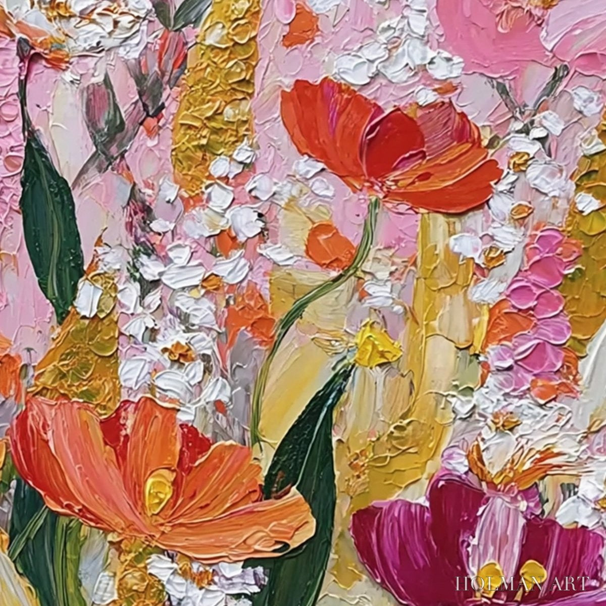 HOLMAN ART Summer Garden Rhapsody – Textured Impasto Floral Oil Painting - image 6