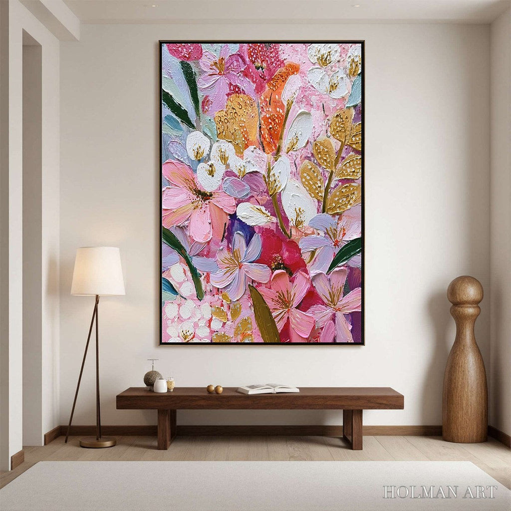 HOLMAN ART Blooming Rhapsody – Textured Impasto Floral Oil Painting - image 2