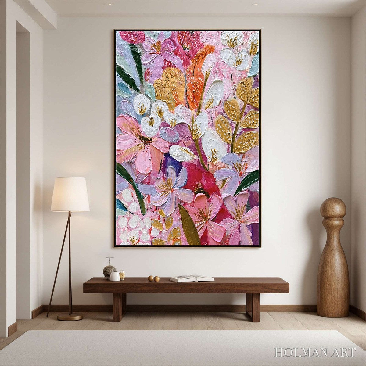 HOLMAN ART Blooming Rhapsody – Textured Impasto Floral Oil Painting - image 2
