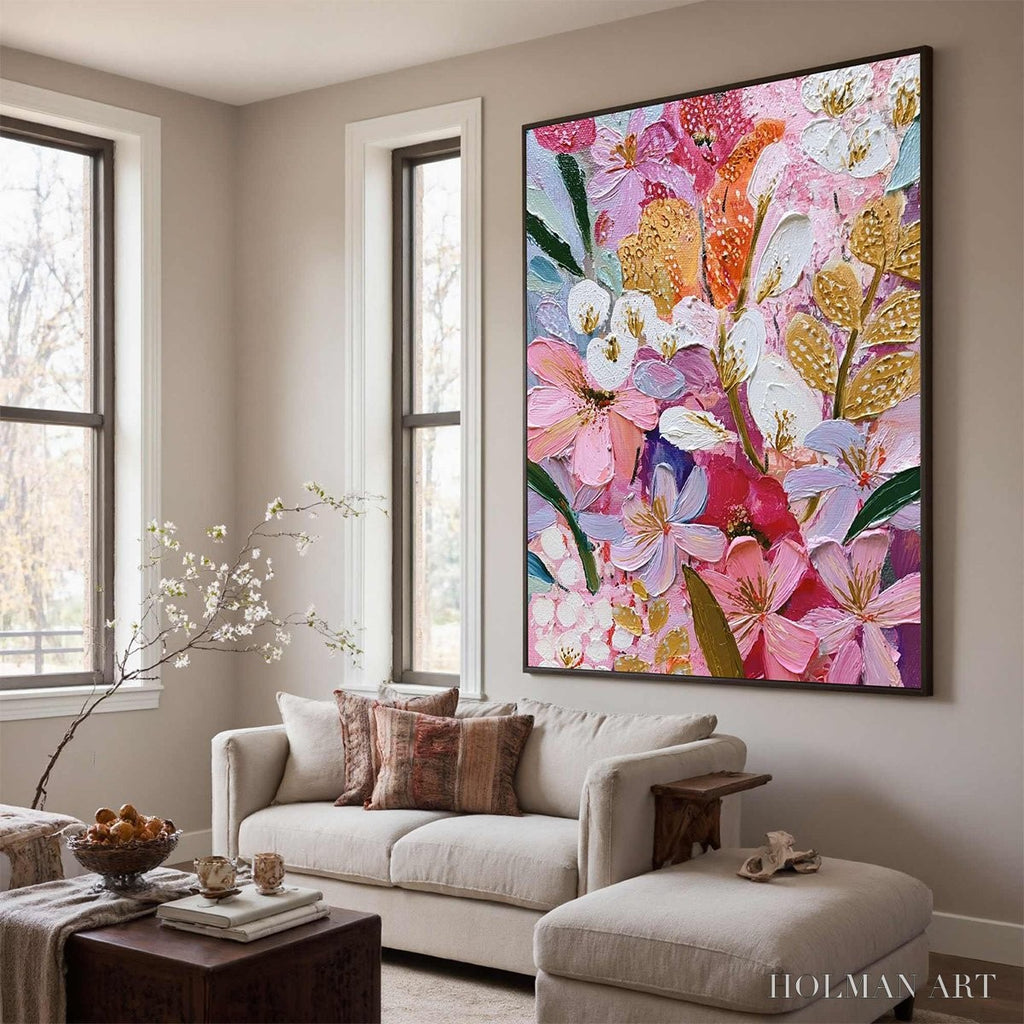 HOLMAN ART Blooming Rhapsody – Textured Impasto Floral Oil Painting - image 3