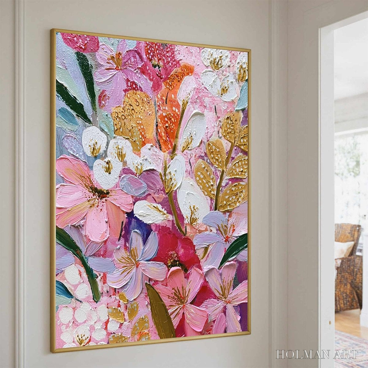 HOLMAN ART Blooming Rhapsody – Textured Impasto Floral Oil Painting - image 5