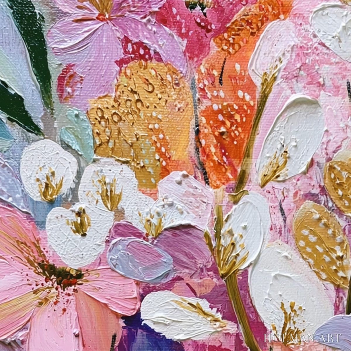 HOLMAN ART Blooming Rhapsody – Textured Impasto Floral Oil Painting - image 6