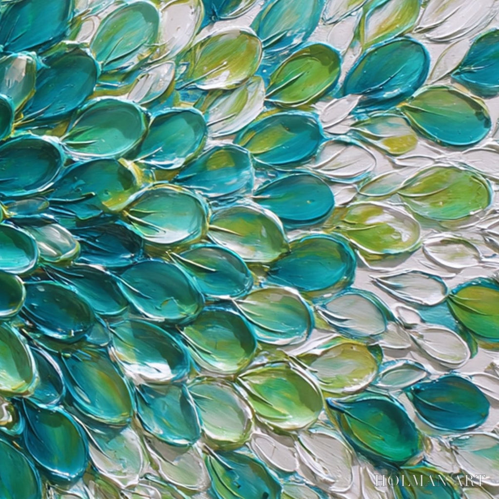 HOLMAN ART Aqua Bloom – Textured Impasto Floral Oil Painting - image 6