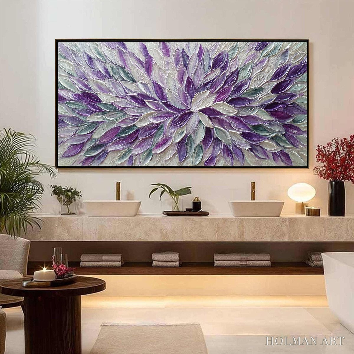 HOLMAN ART Amethyst Bloom – Textured Impasto Floral Oil Painting - image 2