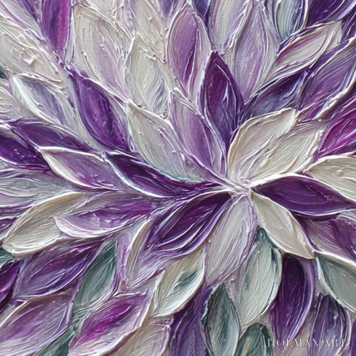 HOLMAN ART Amethyst Bloom – Textured Impasto Floral Oil Painting - image 3