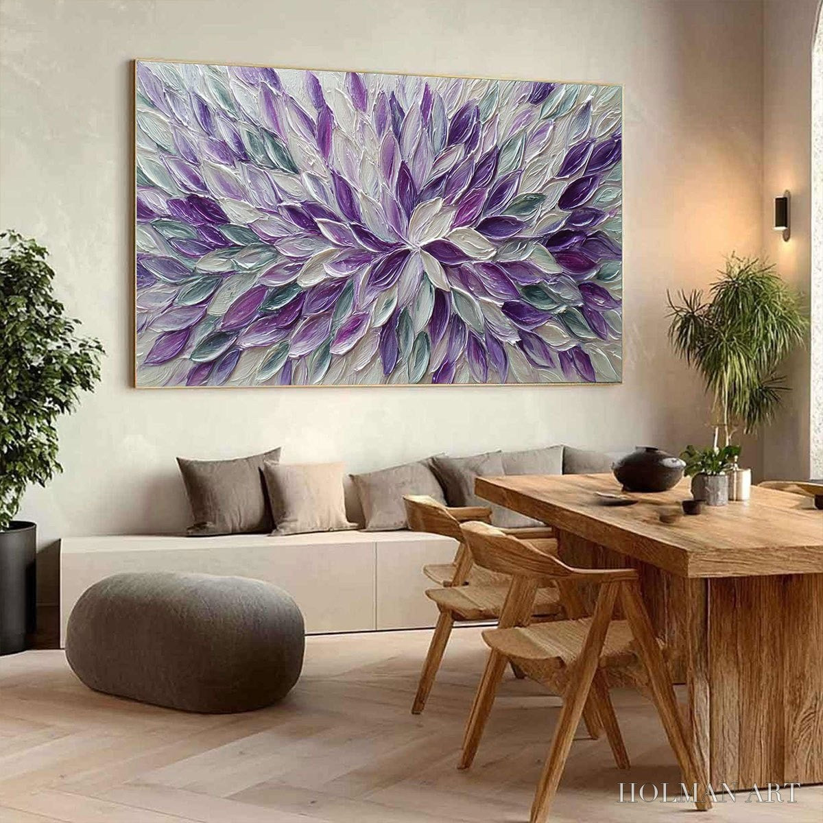 HOLMAN ART Amethyst Bloom – Textured Impasto Floral Oil Painting - image 4