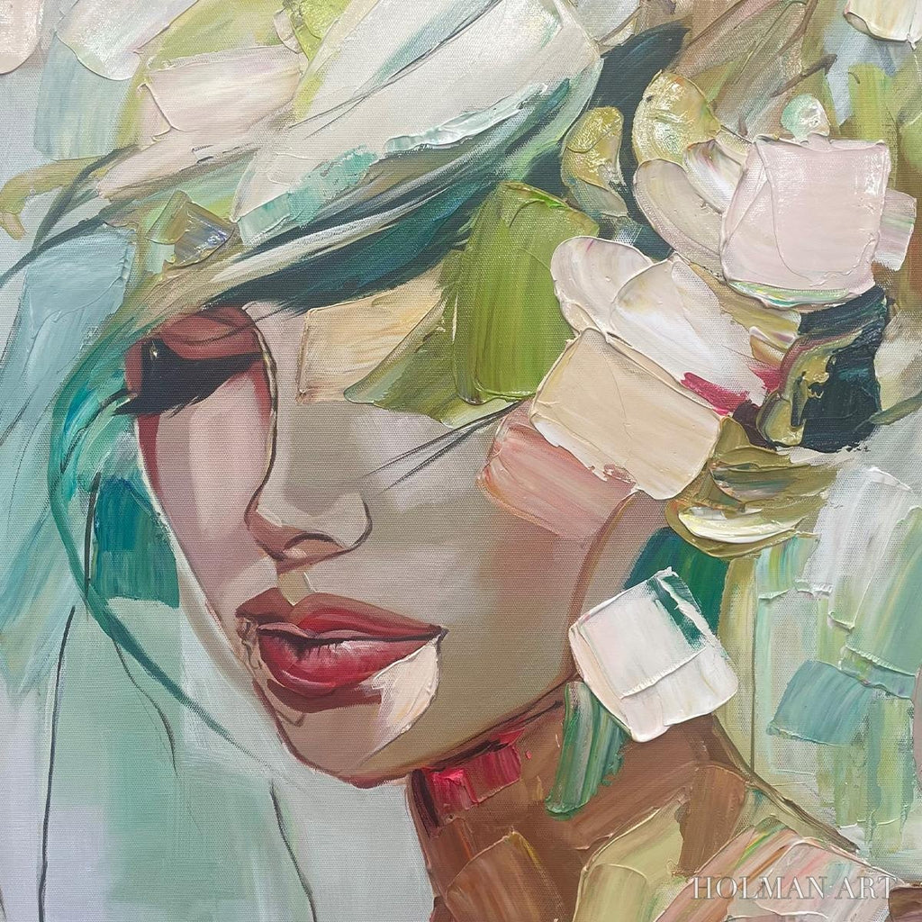HOLMAN ART Whispers of Spring – Impressionistic Floral Portrait Oil Painting - image 3