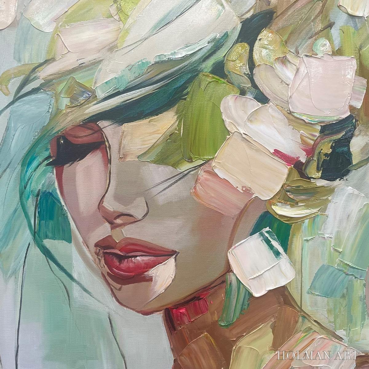 HOLMAN ART Whispers of Spring – Impressionistic Floral Portrait Oil Painting - image 3