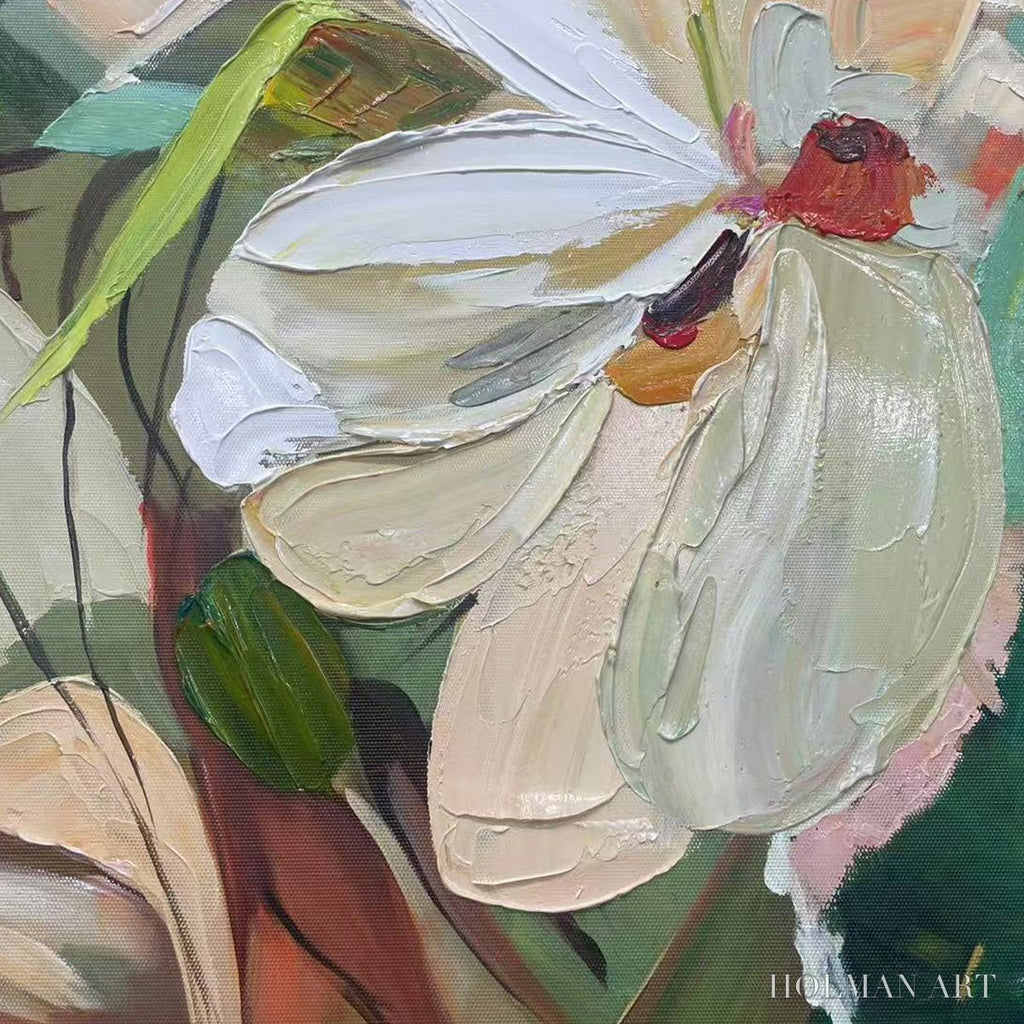 HOLMAN ART Blossoming Serenity – Impressionistic Floral Portrait Oil Painting - image 6