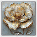 HOLMAN ART Golden Bloom – Textured Impasto Floral Oil Painting with Gold Accents - image 1