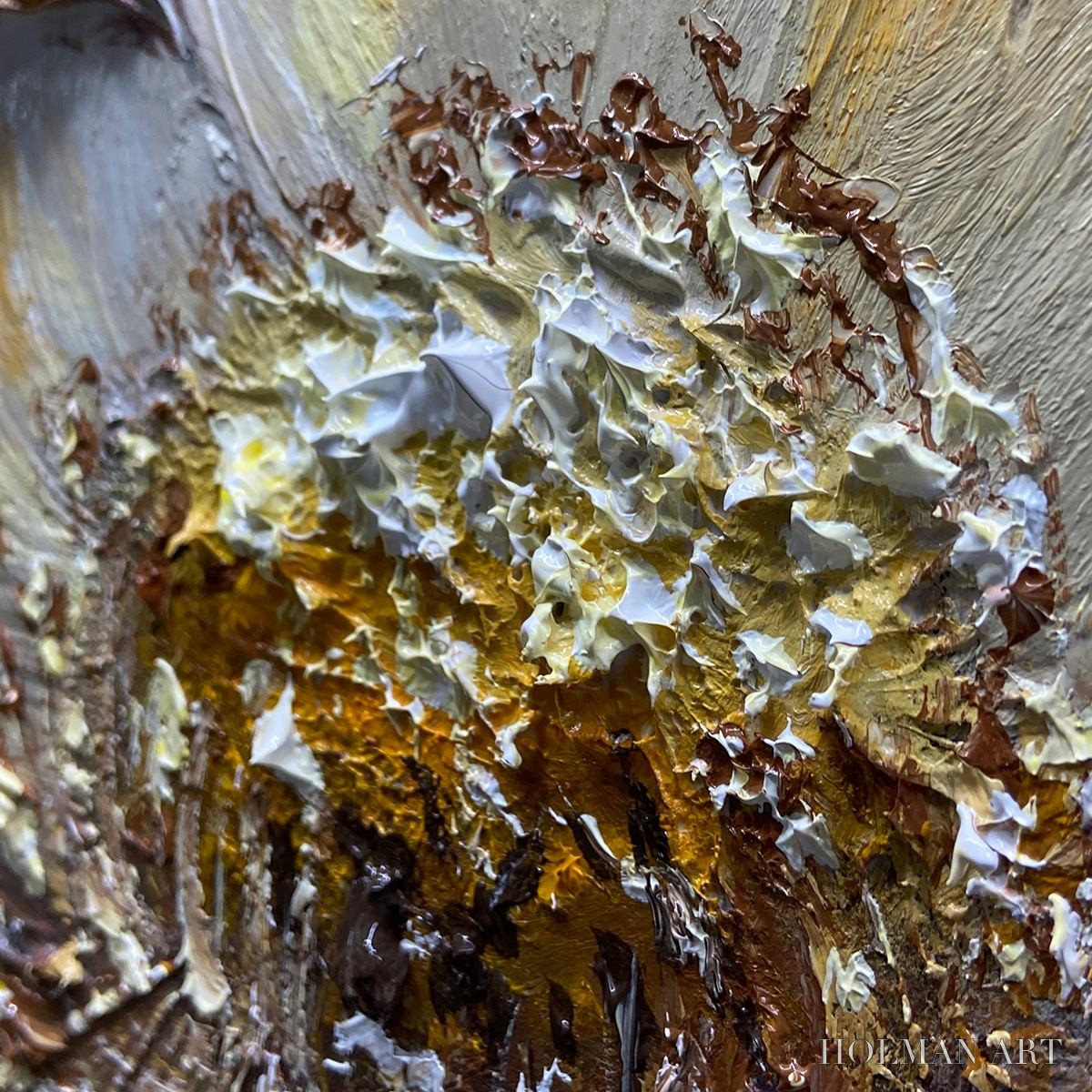 HOLMAN ART Golden Bloom – Textured Impasto Floral Oil Painting with Gold Accents - image 3