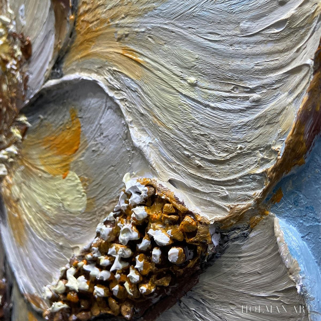 HOLMAN ART Golden Bloom – Textured Impasto Floral Oil Painting with Gold Accents - image 6