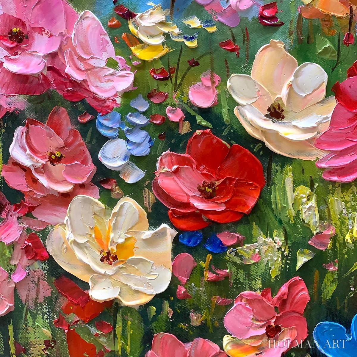 HOLMAN ART Summer Meadow Dance – Textured Impasto Floral Oil Painting - image 3