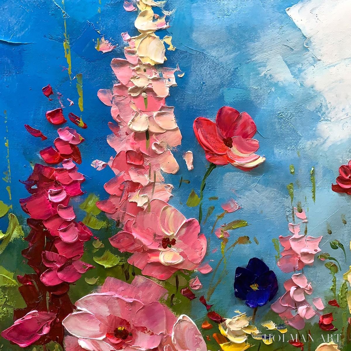 HOLMAN ART Summer Meadow Dance – Textured Impasto Floral Oil Painting - image 5