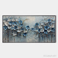 HOLMAN ART Azure Blossoms – Textured Blue and Gold Floral Oil Painting - image 1