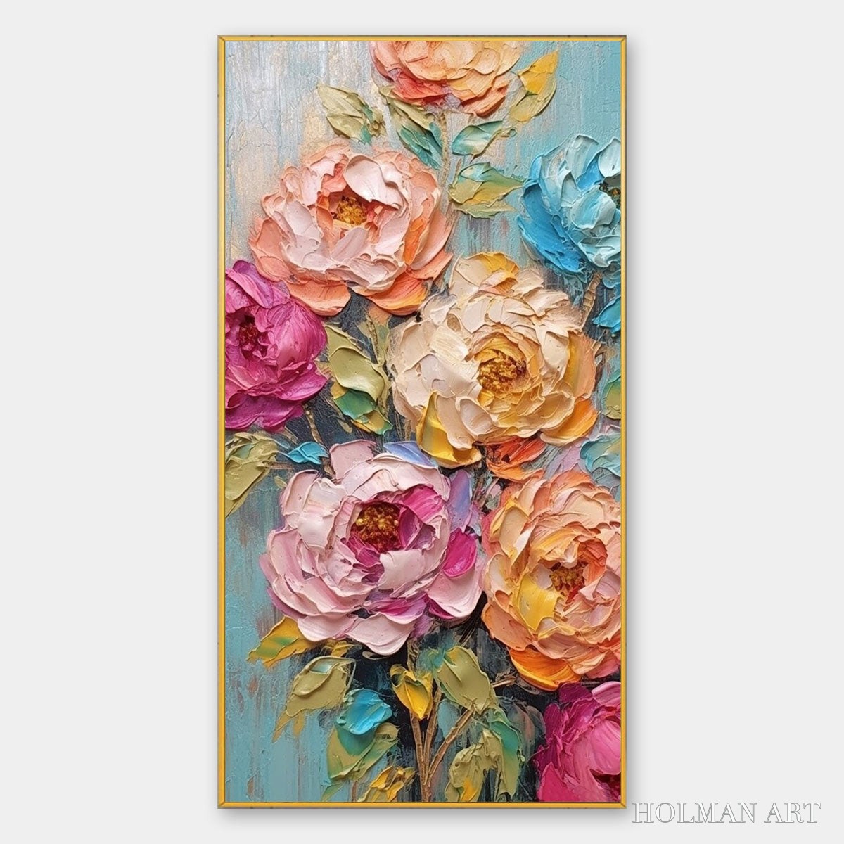 HOLMAN ART Sweet Peony Rhapsody – Textured Impasto Floral Oil Painting - image 1