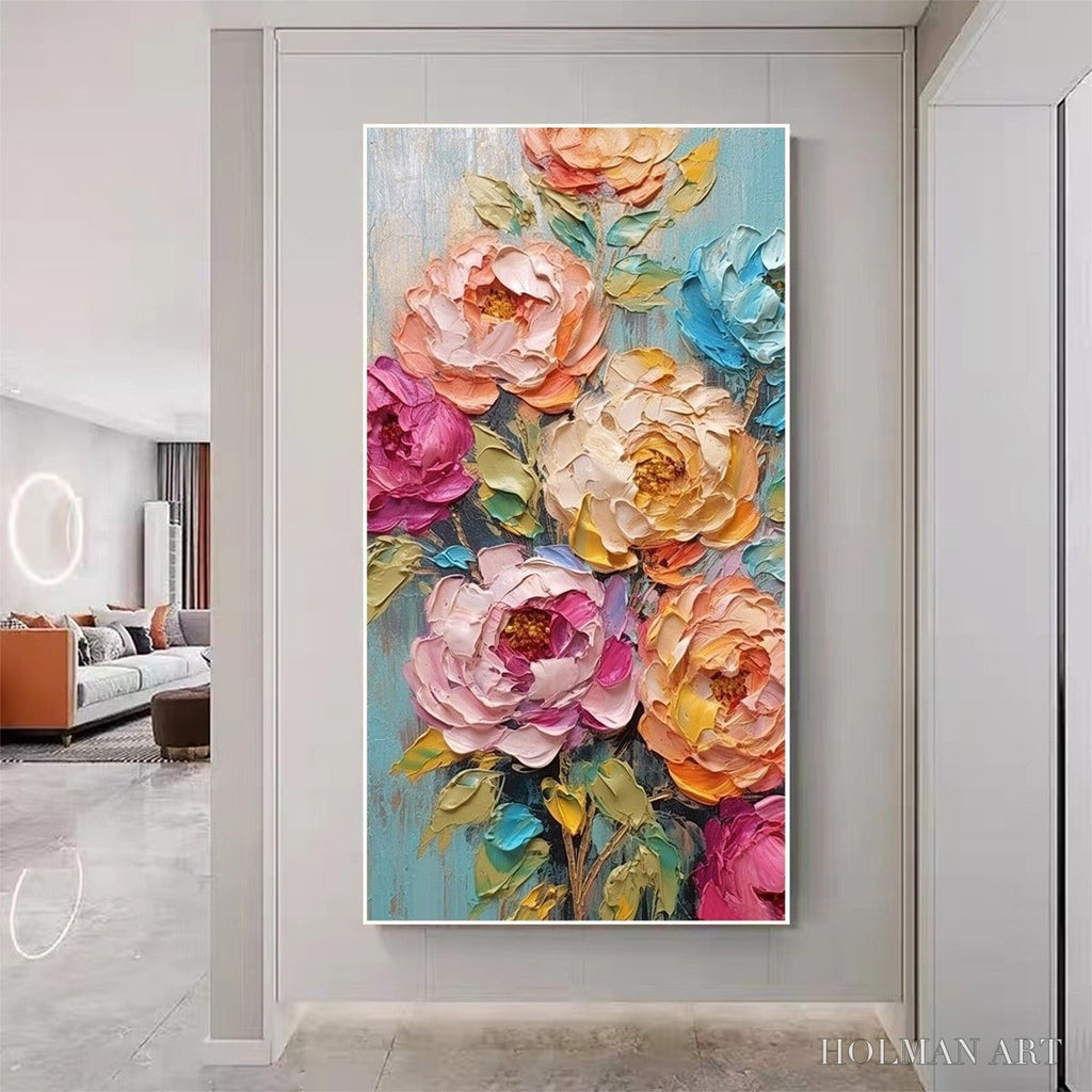 HOLMAN ART Sweet Peony Rhapsody – Textured Impasto Floral Oil Painting - image 2