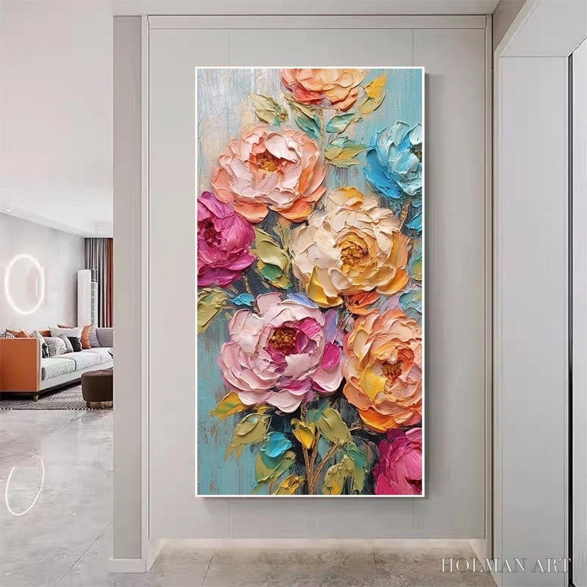 HOLMAN ART Sweet Peony Rhapsody – Textured Impasto Floral Oil Painting - image 2
