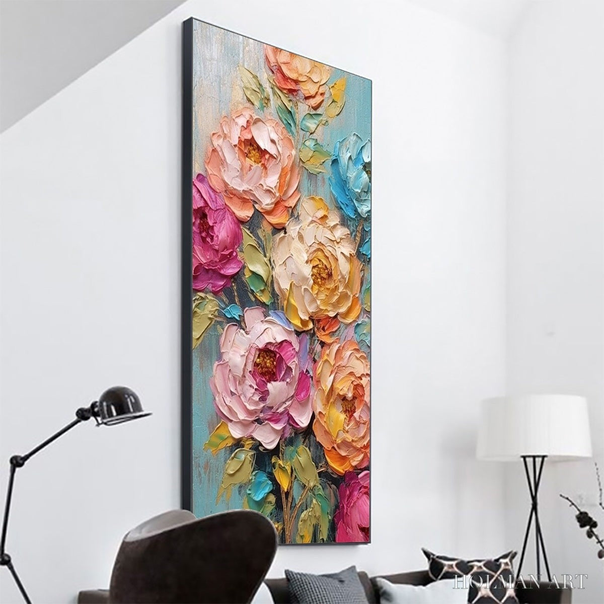 HOLMAN ART Sweet Peony Rhapsody – Textured Impasto Floral Oil Painting - image 4