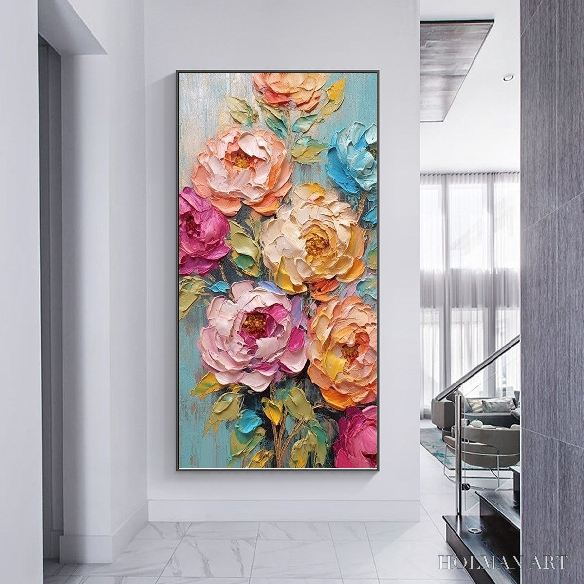 HOLMAN ART Sweet Peony Rhapsody – Textured Impasto Floral Oil Painting - image 6