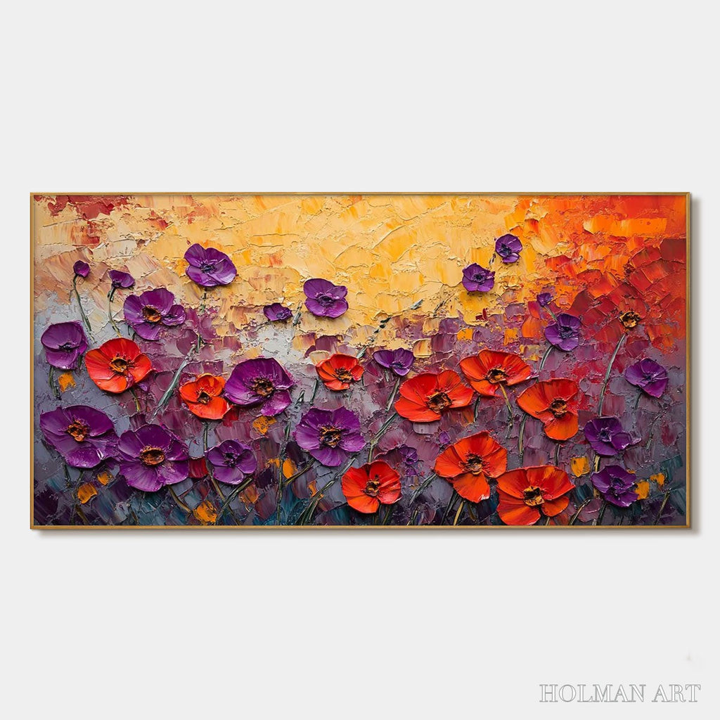 HOLMAN ART Poppy Field Symphony – Textured Impasto Floral Oil Painting - image 1