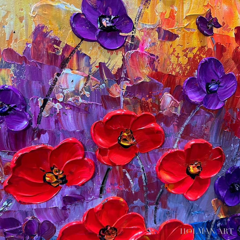 HOLMAN ART Poppy Field Symphony – Textured Impasto Floral Oil Painting - image 3