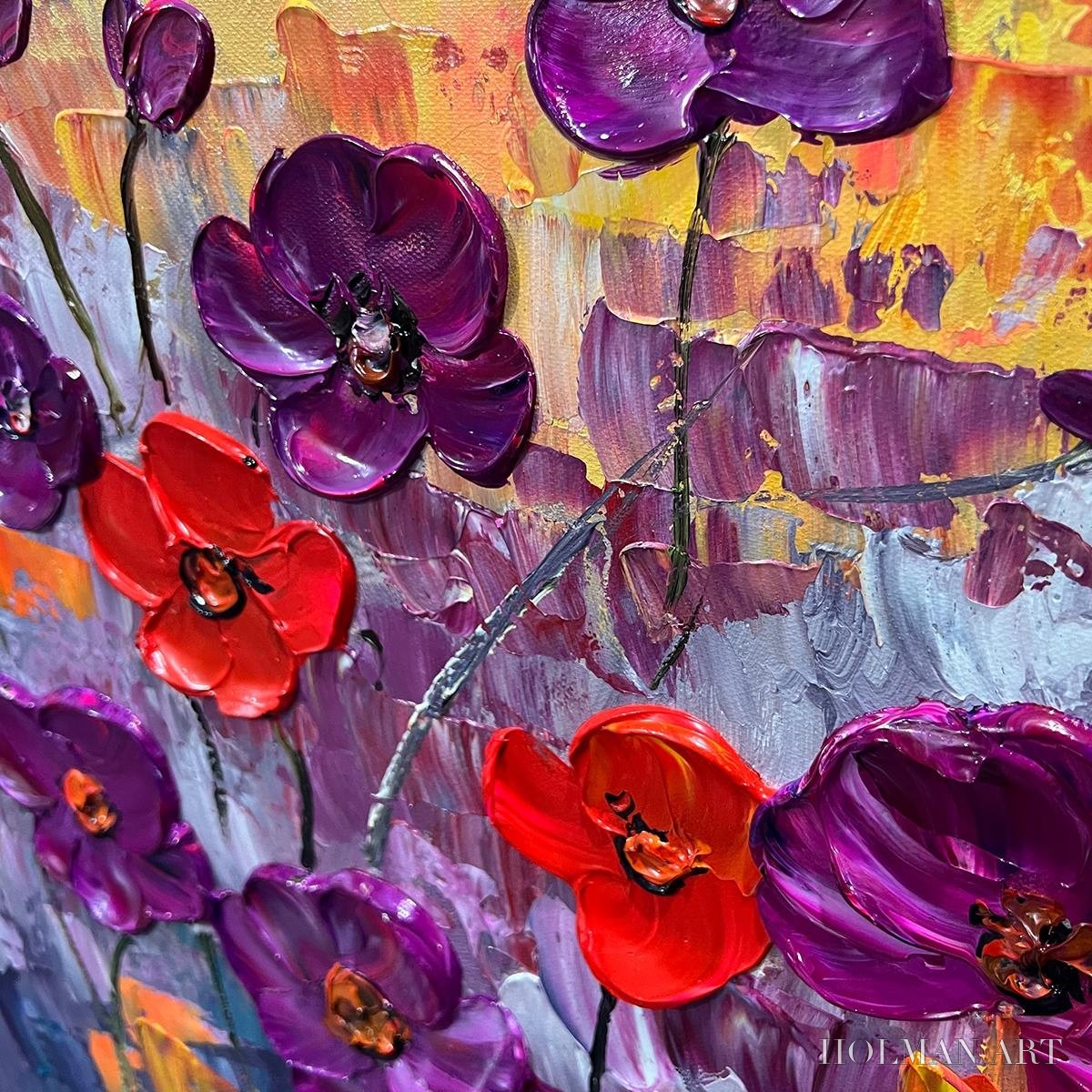 HOLMAN ART Poppy Field Symphony – Textured Impasto Floral Oil Painting - image 5